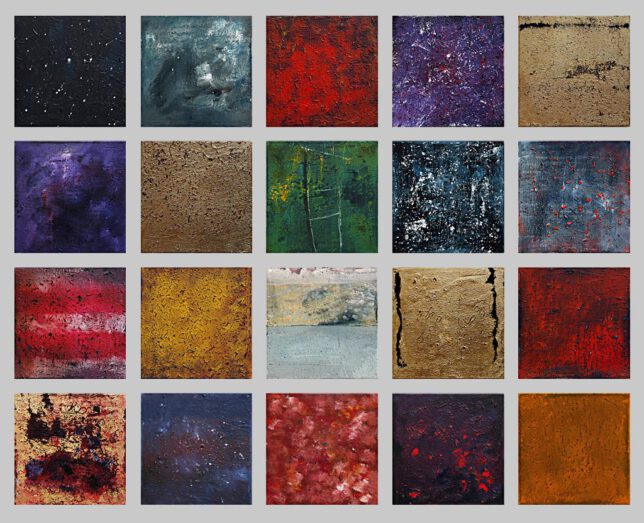 vingt regards sur lénfant jesus aus der Serie Hommage á Messiaen, Acryl auf Leinwand, je 30 x 30 cm